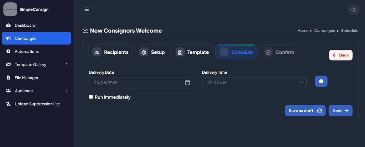 Campaign scheduler